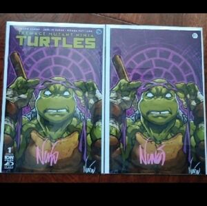 T.M.N.T. #1 SDCC Donatello Trade/virgin Eddie Nunez Signed Comic Set With COA